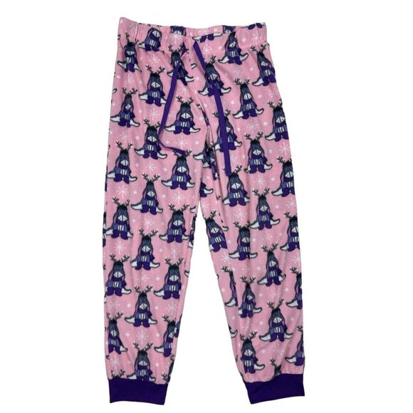 Disney Eeyore Christmas Pajama Pants Medium 8-10 Pink Lounge - Picture 1 of 6